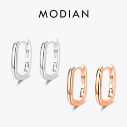 Modian Minimalist Oval Charm Hoop Earrings For Women Authentic 925 Sterling Silver Simple Wedding Engagement Fine Jewelry Gifts