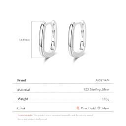 Modian Minimalist Oval Charm Hoop Earrings For Women Authentic 925 Sterling Silver Simple Wedding Engagement Fine Jewelry Gifts