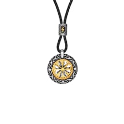 Retro Men Norse Rune Bead Compass Necklace Gold Color Hollow Out Sun Pendant Stainless Steel Vegvisir Amulet Male Viking Jewelry