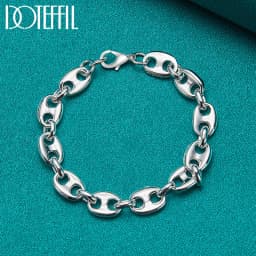 DOTEFFIL 925 Sterling Silver 18K Gold Simple Classic Chain Bracelet For Women Man Wedding Engagement Party Fashion Jewelry