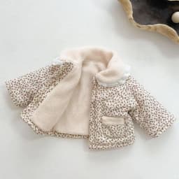 2024 Autumn Winter New Children Plus Velvet Thicken Flower Print Cotton Coat Girl Baby Long Sleeve Tops Boy Infant Lace Jacket