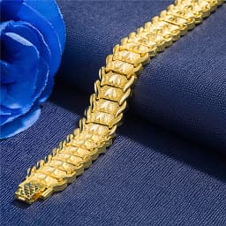 24K Gold Bracelet Electroplated Gold Jewelry 2 Men's Wide Bracelet Bracelet 21CM