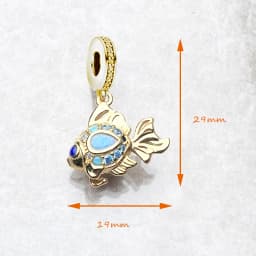 Colourful Fish Gold Plated Pendant Charms DIY Jewelry Summer Cute 100% 925 Sterling Silver Gift