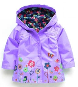 Girls Fashion Waterproof Children Clothes Autumn Casual Baby Boys Windcoat Long Sleeve Jacket Flower Print Kids Hoodie Outwear