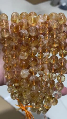 Semi-precious Stones AAAA Quality White Cracks Yellow Citrine Crystal Stone Round Loose Beads 6 8 10 MM Pick Size For Jewelry