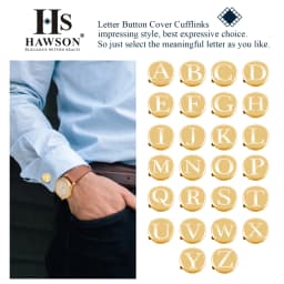 Men A-Z Initial Button Covers Gold Plated 17mm No Sew Snap On Shirt Suit Decorative Button Caps Personalized Gift HAWSON
