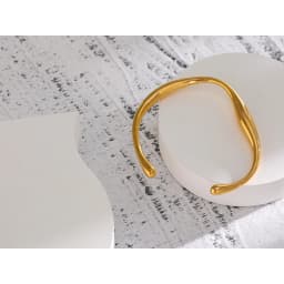 Yhpup Opening 316 Stainless Steel Wrist Bracelet Bangle Gold Color Minimalist Texture Statement Brand Jewelry for Women Party