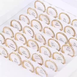 10/20Pcs/Lot New Fashion Row Rhineston Stainless Steel Ring For Women Simple Classic Mixed Style Jewelry Wedding Party Gifts