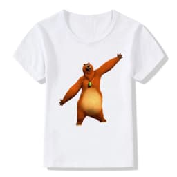 Sunlight Grizzy Bear Print Cartoon Boys T-shirt Cute Lemmings Funny Baby Girls Clothes Summer Kids T shirt Children Tops,HKP5426