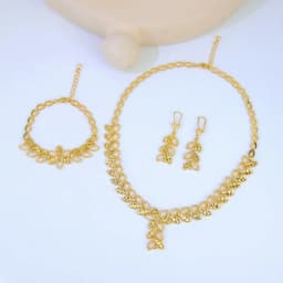 Luxury Dubai Wedding Jewelry Set 21k Gold Plated Arab Bridal Gold Necklace Bracelet Earrings Brazilian Women Vintage Jewelrys