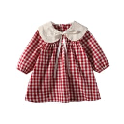 Girl's Sweet Princess Dress Children Spring Autumn Baby Infants Bow Plaided Patchwork Party Dresses Vestidos Kids