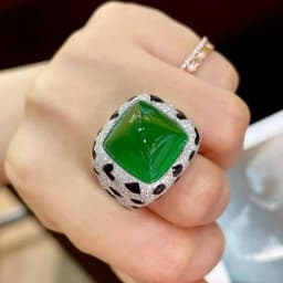 Foydjew Luxury Designer Jewelry Leopard Texture Design Large 17 Carat Sugar Tower Multicolor Crystal Ruby Rings For Women