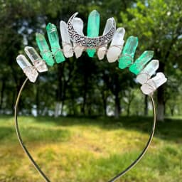 1PC Natural Crystal Quartz Moon Crown Wicca Headband