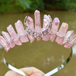 1PC Natural Crystal Quartz Moon Crown Wicca Headband
