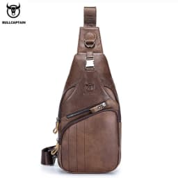 BULLCAPTAIN Bag Genuine Leather Chest Bag Men's Fashion Style Casual Straddle Bag Business Large Capacity Leather Men's Luggage