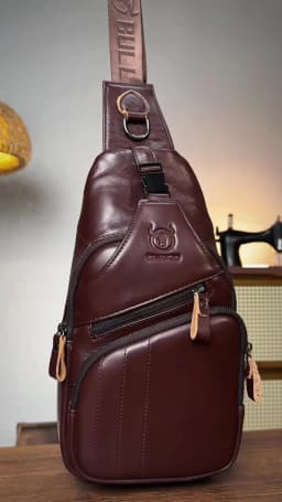 BULLCAPTAIN Bag Genuine Leather Chest Bag Men's Fashion Style Casual Straddle Bag Business Large Capacity Leather Men's Luggage