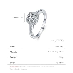 Modian Genuine 925 Sterling Silver Round Clear Cubic Zirconia Engagement Rings For Women Wedding Promise Statement Jewelry Gift