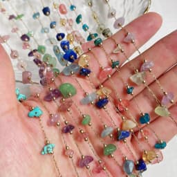 Chip Bead Charm Natural Stone Necklace Stainless Steel Tiny Chain Irregular Pink Quartz Amethysts Citrines Purple Crystal Choker