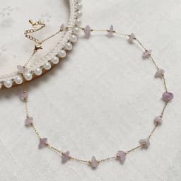 Chip Bead Charm Natural Stone Necklace Stainless Steel Tiny Chain Irregular Pink Quartz Amethysts Citrines Purple Crystal Choker