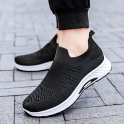 Men Slip‑on Flying‑knit Sneakers Breathable Mesh Lightweight Walking Loafers Casual Shoes