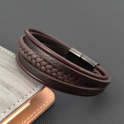 Charm Men Bracelet Genuine Multilayer Woven Leather Bangle Retro Cuff Bracelet Classic Hooks Wristband Men Women Jewelry Gifts
