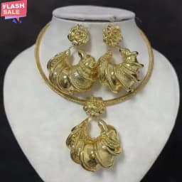 African Jewelry Set Irregular Design Hoop Earrings and Pendant 2PCS Set for Weddings Bridal Necklace Earrings Accessory