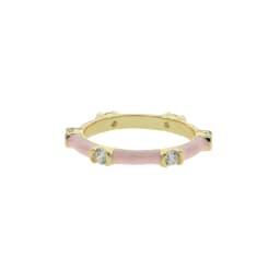CZ Stacking Band Ring Gold Color Pastel Enamel Sparking Cubic Zirconia Eternty Rings