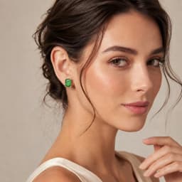 Stud Earrings Green Stone Golden Vintage Jewerly For Women 2022 Charms Elegant Design Gift In 925 Sterling Silver