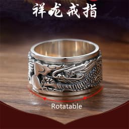 Lucky Dragon Clouds Ring Male Jewelry Rotateable Vintage Personality Men Wide Ring For Boyfriend Finger Accessories Many Sizes