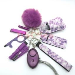 10-12PCS Girl Safety Keychain Supply Self Defense Keychain For Women Bottle Opener Pom Pom Fur Ball Wristlet Card Grabber