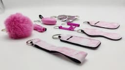 10-12PCS Girl Safety Keychain Supply Self Defense Keychain For Women Bottle Opener Pom Pom Fur Ball Wristlet Card Grabber