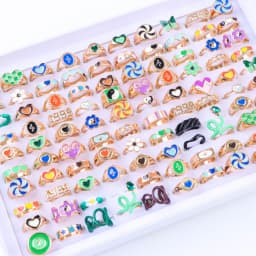 30Pcs/Lot Elegant Fashion Butterfly Colorful Flower Snake Inlaid Rhinestone Rings Romantic Women Proposal Jewelry Party Gifts