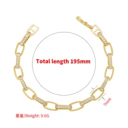 ZHUKOU Creative Gold color women Bracelet CZ Crystal Chain shape Bracelet for Women party Jewelry Wholesale VL183