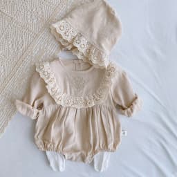 Autumn Spring Baby Girls Clothes Infant Baby Girl Bodysuits+Hat Cotton Flower Embroidery Long Sleeve Newborn Baby Girl Jumpsuit