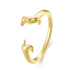 WOSTU 925 Sterling Silver Dachshund Dog Rings Adjustable Cut Animal Open Ring for Women Original Pet Lover Fine Jewelry Gift