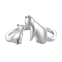 WOSTU 925 Sterling Silver Dachshund Dog Rings Adjustable Cut Animal Open Ring for Women Original Pet Lover Fine Jewelry Gift