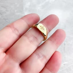 Signet Ring Vintage Star Gold Europe Style Nostalgic Fine Jewelry For Women Summer Brand New Pure 925 Sterling Silver Gift
