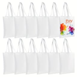 6 Pack Blank Sublimation Tote Bags for Heat Transfer, Reusable DIY Canvas Bags for Vinyl & Press Projects