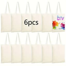 6 Pack Blank Sublimation Tote Bags for Heat Transfer, Reusable DIY Canvas Bags for Vinyl & Press Projects