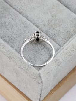 S925 Sterling Silver Ring Oval Black Agate Set with Diamond Simple Design in Europe and America Prom Party Style Fashion Women