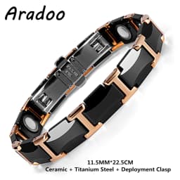 Men's Ceramic Titanium Steel Bracelet Hematite Magnetic Bracelet Anion Anti-Radiation Therapy Bracelet