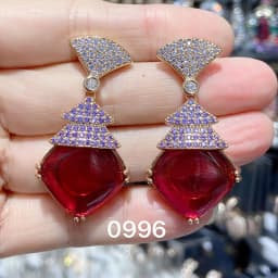 Designer Women's Earrings Luxury Jewelry Cubic Zirconia Water Drop Hoop Dangle Earrings for Women Party Jewelry Purple Gift