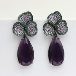 Designer Women's Earrings Luxury Jewelry Cubic Zirconia Water Drop Hoop Dangle Earrings for Women Party Jewelry Purple Gift