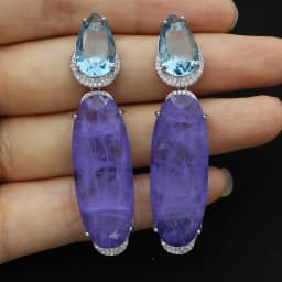 Designer Women's Earrings Luxury Jewelry Cubic Zirconia Water Drop Hoop Dangle Earrings for Women Party Jewelry Purple Gift