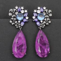Designer Women's Earrings Luxury Jewelry Cubic Zirconia Water Drop Hoop Dangle Earrings for Women Party Jewelry Purple Gift