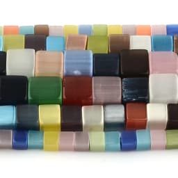 Women Cat Eye Beads Bracelet Colorful Square Beads Natural Opal Stone Beads For Jewelry Making DIY Bracelet Accessories