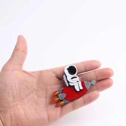 FishSheep Big Acrylic Rocket Spaceman Spacecraft Brooches New Handmade Space Astronaut Brooch and Pins Collections Jewelry Gift