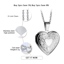 Romantic Love Heart Locket Pendant Necklaces For Women Silver Color Stainless Steel Photo Frame Promise Jewelry Chokers Gift