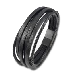Hot Sale Multi-layer Leather Bracelet Stainless Steel Metal Luxury Bangles For Men Charm Accessories For Friend Husband Gifts
