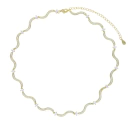 2024 New Arrived High Quality Women Choker Micro Paved 5A Cubic Zirconia CZ Wave Bar Link Chain Necklace